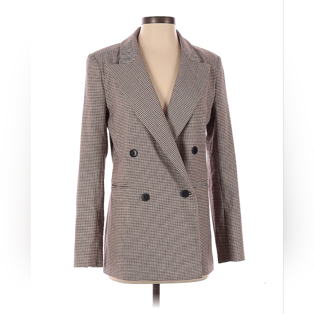 Chelsea28 Double-Breasted Checkered Blazer Size Small